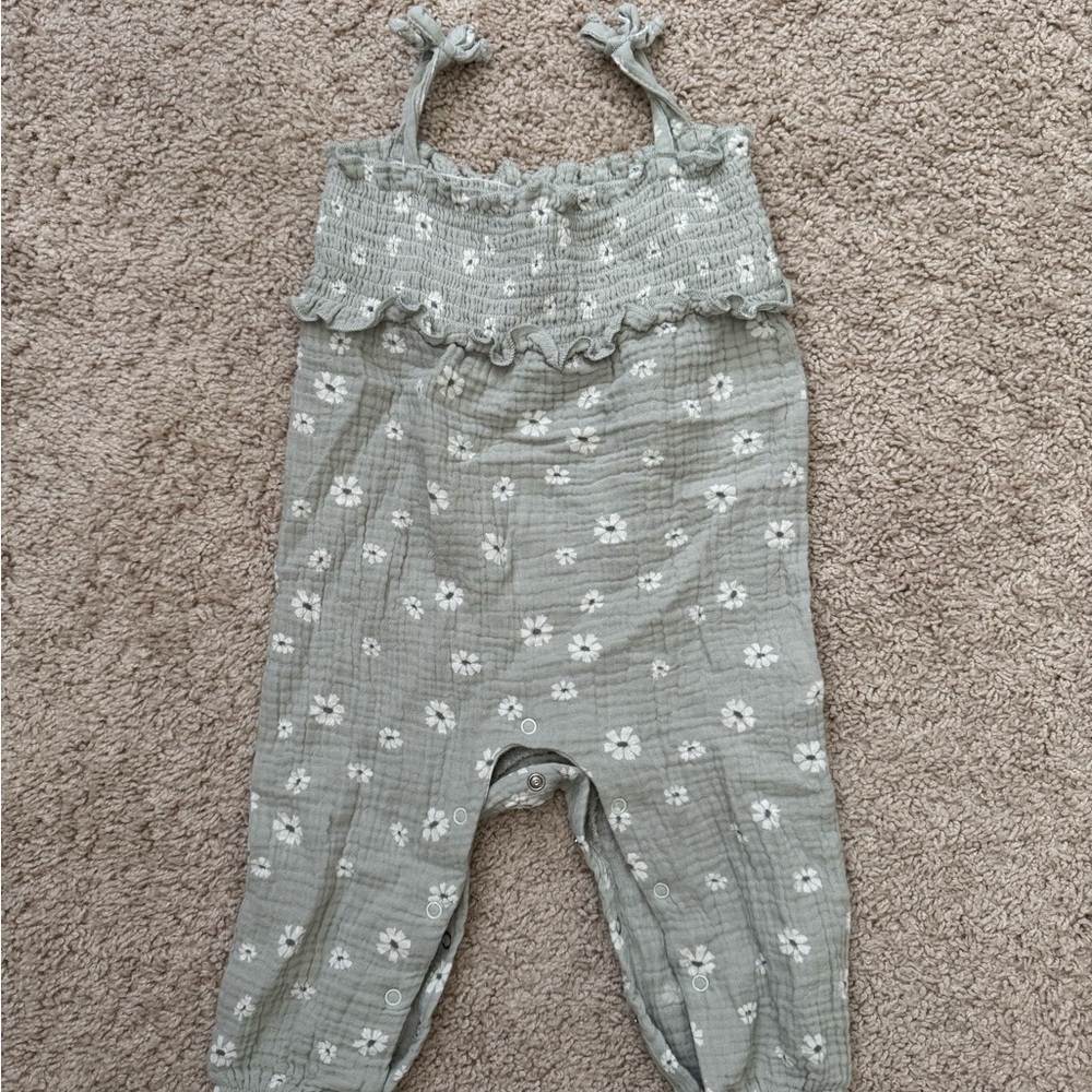 Emily & Oliver green gauze jumpsuit 12M